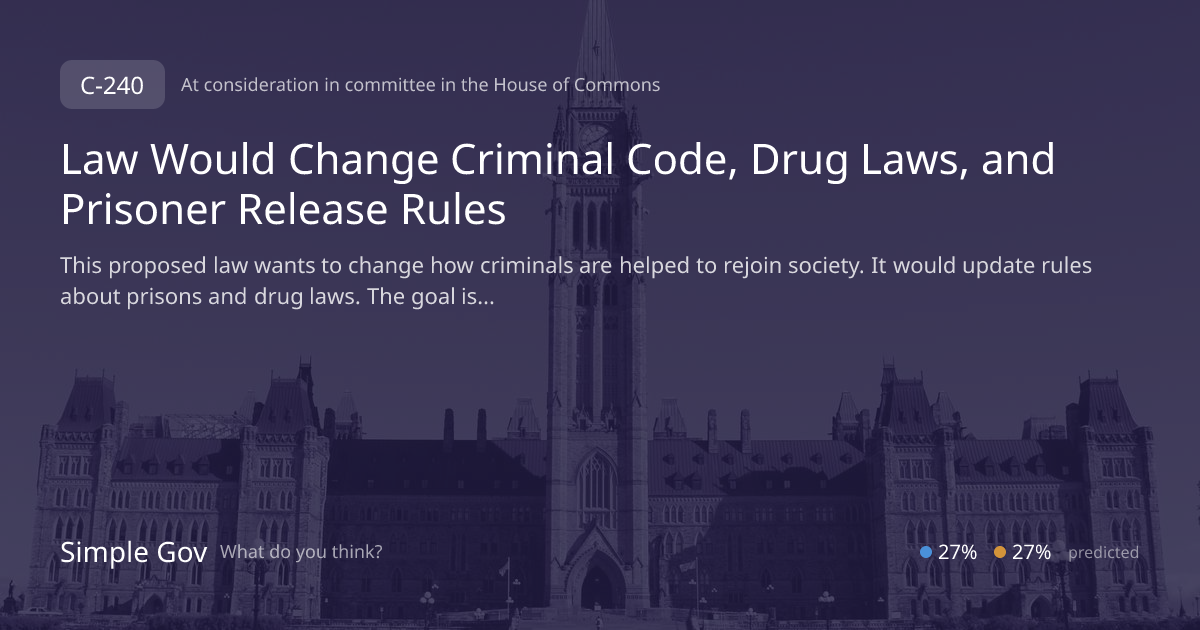 Bill C-240: Changes to Criminal Code, Drug Laws | Simple Gov
