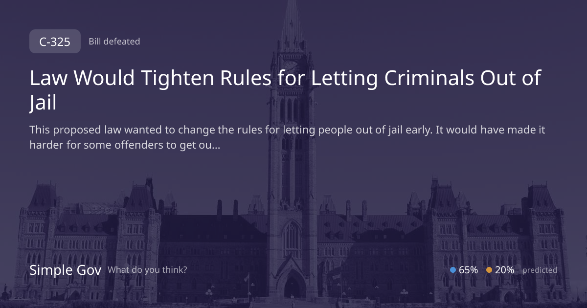 Bill C-325: Tougher rules for releasing criminals | Simple Gov